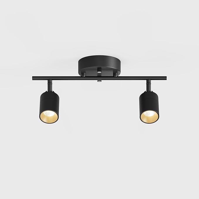 Shura Black 2-Light Track Light w/Adjustable Heads, Integrated LED, 15 in. Track Lighting Kit Ceiling Light, 3000k, 1120 Lumens