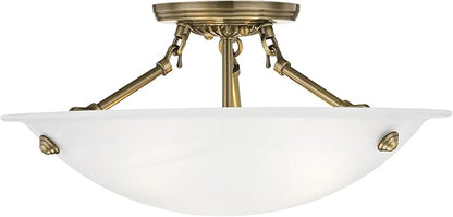 Livex Lighting 4273-01 Oasis 3-Light Ceiling Mount, Antique Brass