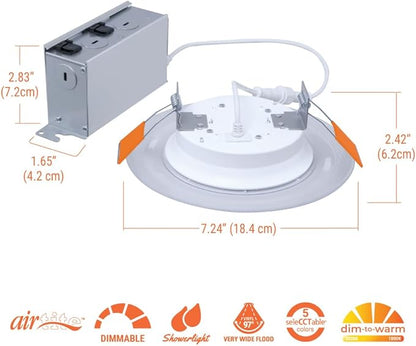 HALO RL 6 in Recessed LED Canless Dual Mode Night Light and Downlight, 1000 Lumens, Selectable CCT 2700K-5000K, Dim to Warm Technology, Matte White - RLNL6109FSD2W1EWHDM