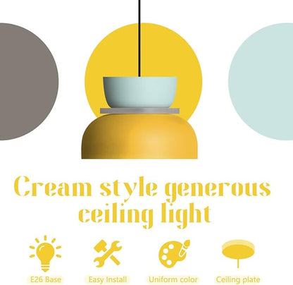 Nordic Pendant Light Retro Chandelier Lamp MCM Unique Pendant Lights with Blue Yellow Lamp Shade Colorful Hanging Lights Children's Room Light Fixture Color Ceiling Hanging Lighting