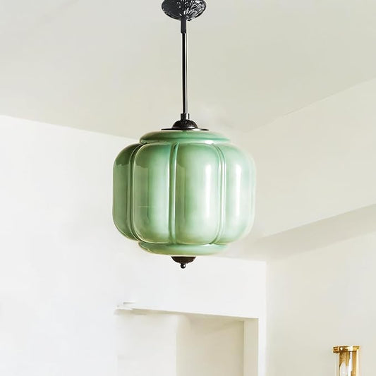 Antique Black Milk Glass Ceiling Light Fixture - 9.8 Inch Vintage Semi Flush Mount Pendant Light for Kitchen, Hallway, Bedroom, Dining Room