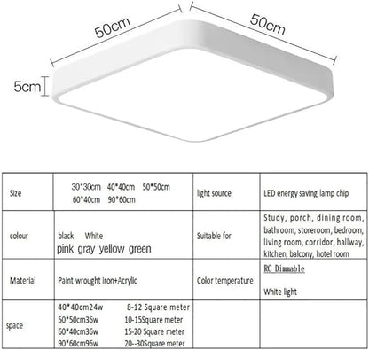 Dimmable LED Flush Mount Ceiling Light Fixture with 3000K-6000K Light Color Adjustable,36W 16Inch Close to Ceiling Lamp Modern Squre Lights for Bedroom Kitchen, White Recessed Indoor Lighting