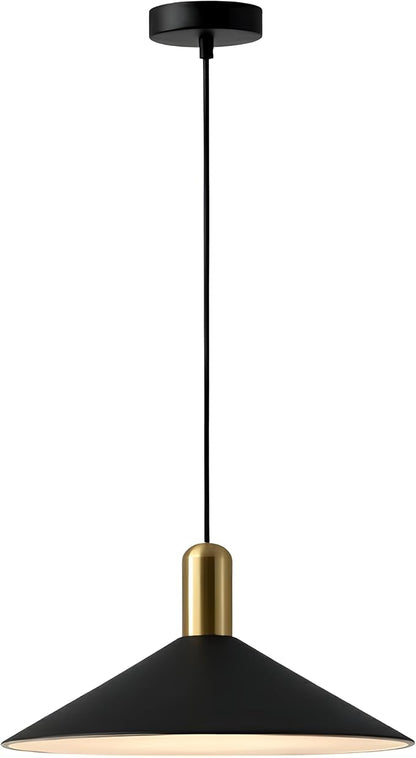 KCO Lighting Farmhouse Matte Black Barn Pendant Light 1-Light Mid Century Dome Pendant Lighting Industrial Cone Hanging Light Single Kitchen Island Light Fixture for Dining Room (Black)