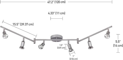 Globe Electric 59351 Payton 6-Light Foldable Track Lighting, Matte Silver