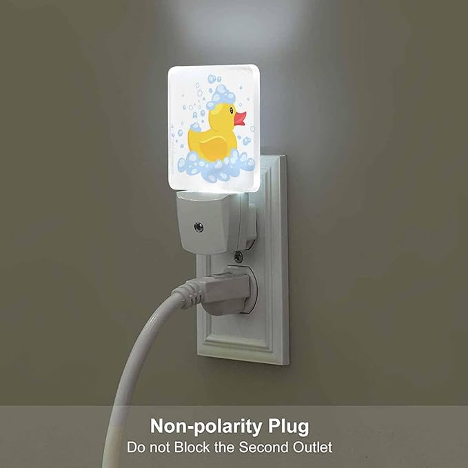 LED Night Light,Cartoon Yellow Rubber Duck LED Night Light Plug into Wall with Dusk to Dawn Light Sensor White Energy Efficient Nightlight for Bedroom Bathroom Hallway Living Room Kitchen