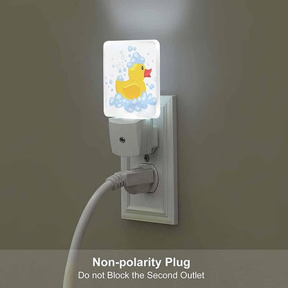 LED Night Light,Cartoon Yellow Rubber Duck LED Night Light Plug into Wall with Dusk to Dawn Light Sensor White Energy Efficient Nightlight for Bedroom Bathroom Hallway Living Room Kitchen