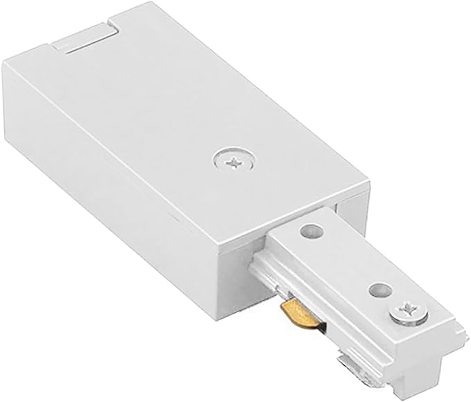 WAC Lighting H Track 120V Live End Power Feed Connector to Power Track from Either End for H Style 3-Wire Track Systems in White