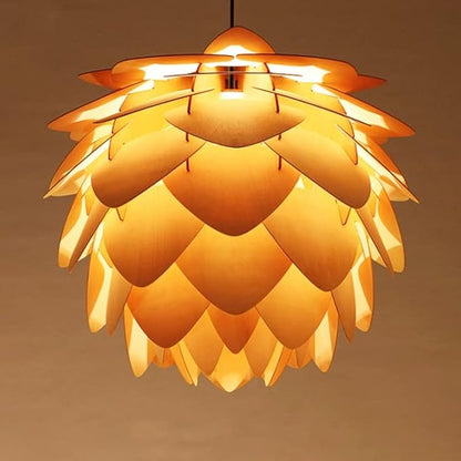 Modern Art Wood Wooden Pinecone Pendant Lights Christmas Decorations for Home Restaurant Farmhouse Hanging Lamps Home Living Room Kitchen Island Dining Room Entryway Hallway Fixtures (12'')