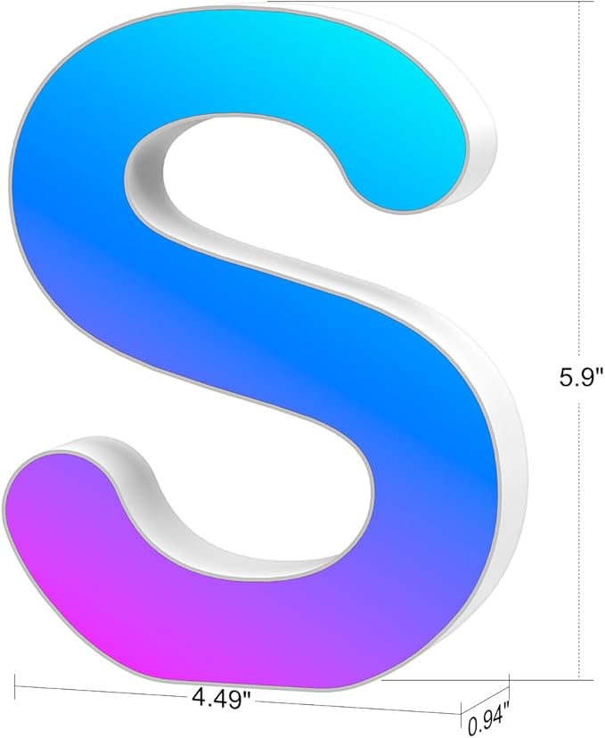 Light Up Letters Marquee Letter - Music Sync RGB Color Changing LED Lights Letter Logo Game Lights for Girls Women Party Birthday Christmas Valentine's Day Wall Desktop Decoration (MRGB-S)