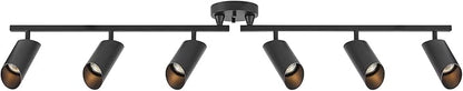 Globe Electric Foldable 6-Light Track Ceiling Light, Matte Black, Pivot Shades, GU10 Sockets