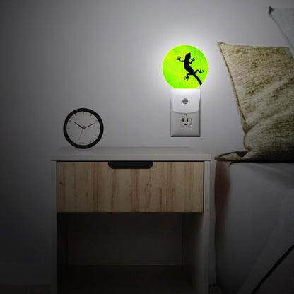 Lizard Green Leaf Vine Plug in Night Light Auto Light Round Lamps Energy Saving Gift for Women Men Friends