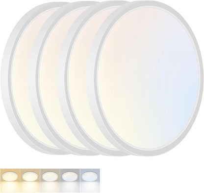 4 Pack LED Flush Mount Ceiling Light,7Inch 15W,3000K/3500K/4000K/5000K/6500K 5 Color Temperatures Ceiling Light Fixture for Kitchen Porch Hallway Bedroom Bathroom and Closet,White