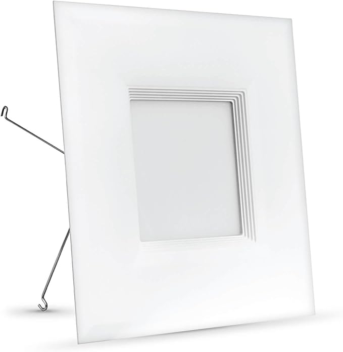 Feit Electric 6 inch LED Recessed Square Flat Panel Downlight, 65W Equivalent, Dimmable, Pre-Mounted Trim, Retrofit Kit, 3000K Warm White, 90+ CRI, 850 Lumens, 30,000-Hour Lifetime, LEDRSQ6/930