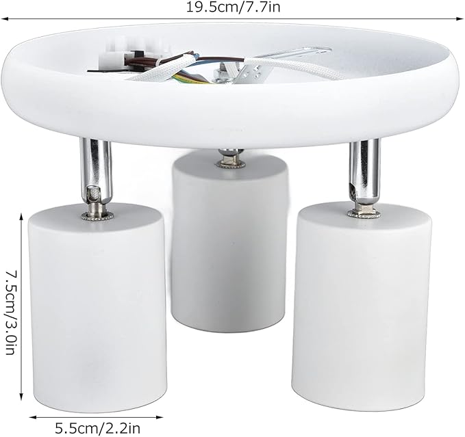 Spotlight Fixture, Adjustable Flexible Rotation Lamp Holder for Showrooms for Living Rooms for Exhibition Halls(Three Round White)