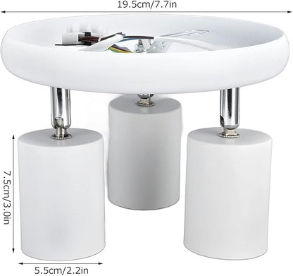 Spotlight Fixture, Adjustable Flexible Rotation Lamp Holder for Showrooms for Living Rooms for Exhibition Halls(Three Round White)