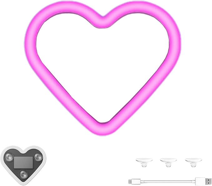 Romantic Heart-Shaped Car LED Ambient Light - Solar & Type-C Powered, 5 Lighting Modes, Universal Fit, for Women (Pink)
