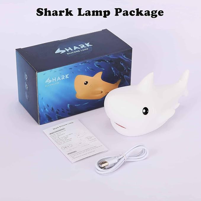 Tremdwoto Night Light for Kids, 7 Colors Shark Night Light Rechargeable Squishy Silicone LED Nightlight Lamp as Birthday Gifts for Baby Boys Children Toddlers Tween Girls Nursery