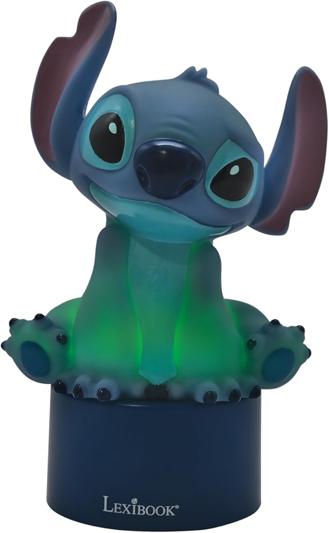 LEXiBOOK, Disney Stitch, Nightlight with Speaker, Color Change, Soft Light, Battery Operated, Blue, NS01D