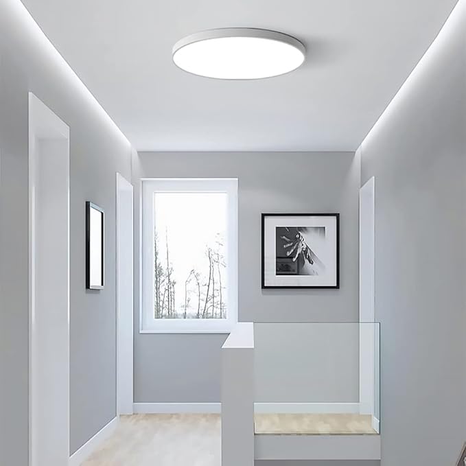 LED Ceiling Light Fixture,20 Inch Modern Round Recessed Ceiling Lights, Dimmable Light,White 36W Close to Ceiling Lighting Flush Mount Living Room Bedroom,3000K-6000K