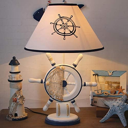 LITFAD White Tapered Nightstand Lamp Kids 1 Light Fabric Table Lighting Modern Creative Bedside Table Lamp Reading Light with Rudder Base for Bedroom Kids Room Office - B