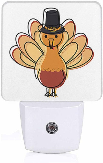 LED Night Light Plug into Wall with Dusk to Dawn Light Sensor White Energy Efficient Thanksgiving Holiday Cartoon Turkey Nightlight for Bedroom Bathroom Hallway Living Room Kitchen