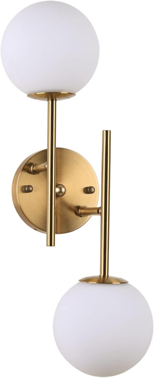 BYOLIIMA Gold Globe Wall Sconce, 7.5" W x 20" H, G9 Base, Compatible with LED or Halogen Bulbs, Perfect for Bathroom, Kitchen, Living Room, Home Office, Lobby, Bedroom