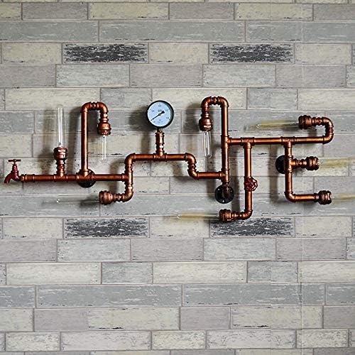 LITFAD Industrial Wall Sconce Vintage 47" Multi Lights Farmhouse Wall Light with 8 Lights and Water Pipe Bar Style Antique Wall Lamp for Living Room, Hallway, Restaurant