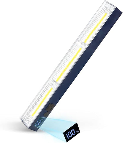 Magnetic Light BAR, 11.81-inches 5000mAh 6000 Lumens Rechargeable Portable Lamp Built in 165 LED Bulbs,with Handy Hook with 2 Magnets Endurance