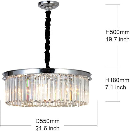 Crystal Chrome Chandelier Modern Chandeliers Lighting Pendant Ceiling Light Fixture 2-Tier for Dining Room Living Room Kitchen Island W21.6
