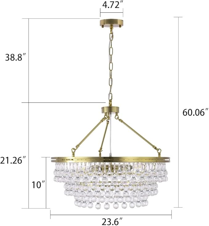 TOCHIC Modern Crystal Chandelier for Dining Room, 24 inch Gold Chandeliers Light Fixtures High Ceiling Crystal Pendant Lighting for Bedroom, Kitchen Island Light, Living Room Chandelier, 3 Tiers