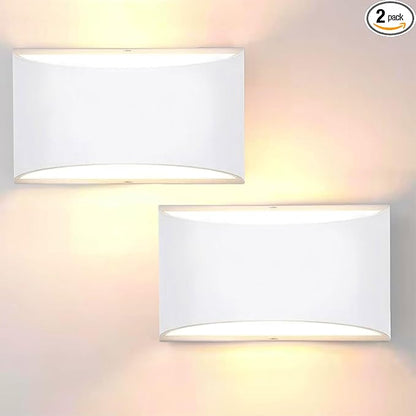 Lightess Modern LED Wall Sconce, Hardwired Indoor Wall Lights Set of 2, 3000K Up and Down Wall Mount Lamp, White Sconces Wall Lighting for Living Room Bedroom Hallway Corridor, Dimmable, Warm White