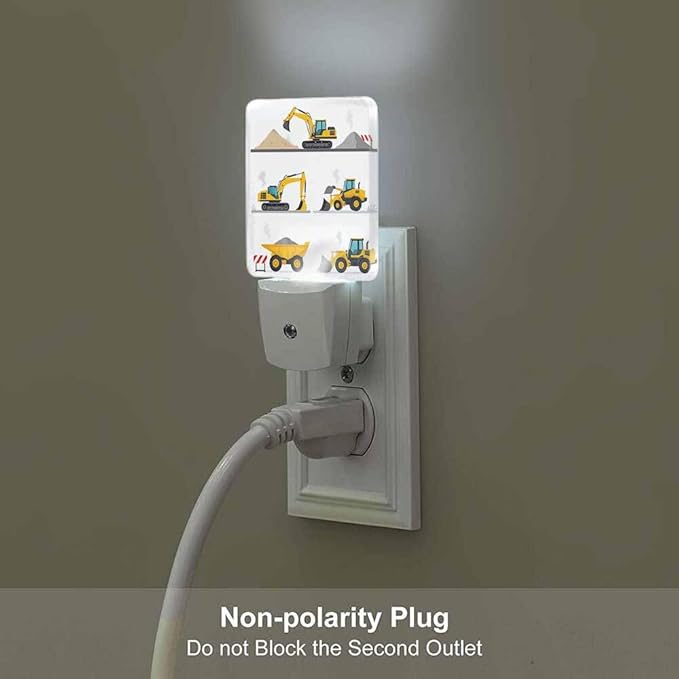 Engineering Vehicles LED Night Lights Plug into Wall Different Types on The Ground 0.5W Plug in Night Light, Dusk to Dawn, Bright Nightlight Auto On/Off, for Room Bedroom Bathroom