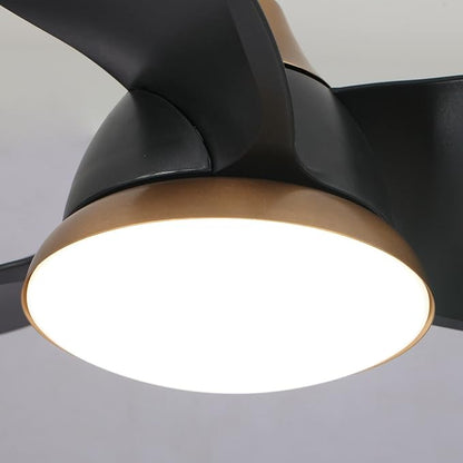 28 Inch Black Gold Ceiling Fan with Light and Remote, Industrial Modern Small Ceiling Fan, 6-Speed Quiet DC Motor, Reversible Airflow, Dimmable LED Light, Use for Bedroom, Dining Room, Kitchen