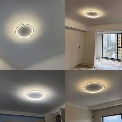 Dimmable LED Ceiling Light Fixture Flush Mount,16 inch Modern Round Recessed Ceiling Lamp ,Gold 44W Close to Ceiling Indoor Lighting For Home Living Room Bedroom,3000K-6000K with APP Adjustment