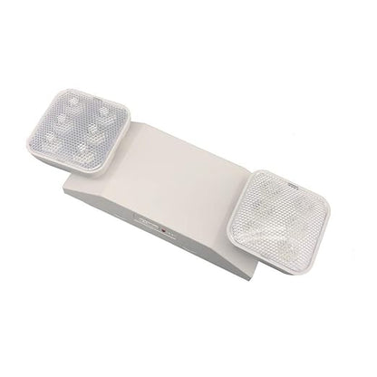 Amazon Basics LED Emergency Light, UL Certified, Fire Resistant, Battery Backup for Power Failure, Adjustable Two Heads, Wall Mount, White, 6-Pack