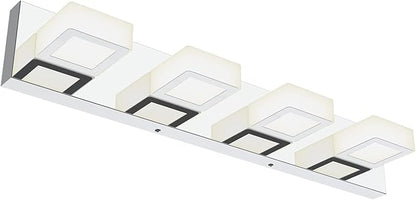 Ralbay Chrome Vanity Lights for Bathroom Adjustable Acrylic Chrome Modern LED Bathroom Vanity Lights Over Mirror (Natural White Light)
