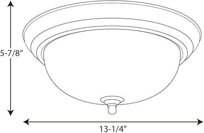 Progress Lighting 2-Light Ceiling Light, Flush Mount Ceiling Light Fixture for Interior Kitchen Lights, Hallway, Bedroom, Living Room, 13-1/4”, 5-13/16”, White, Alabaster Glass Shade