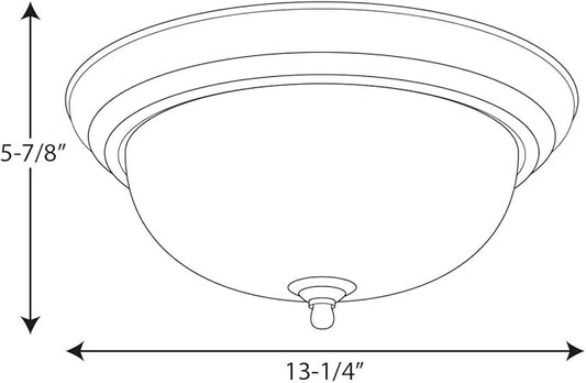 Progress Lighting 2-Light Ceiling Light, Flush Mount Ceiling Light Fixture for Interior Kitchen Lights, Hallway, Bedroom, Living Room, 13-1/4”, 5-7/8”, Antique Bronze, Alabaster Glass Shade