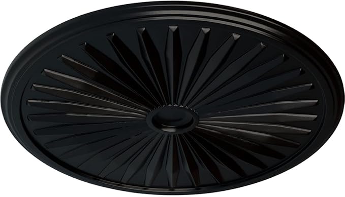 Ekena Millwork CM33LEBLF 33 1/8"OD X 3 1/2"ID X 1 3/8"P Leandros Ceiling Medallion Fits Canopies Up To 5", Jet Black