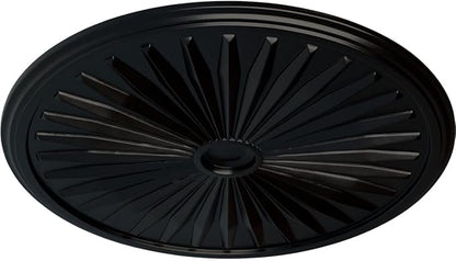 Ekena Millwork CM33LEBLF 33 1/8"OD X 3 1/2"ID X 1 3/8"P Leandros Ceiling Medallion Fits Canopies Up To 5", Jet Black