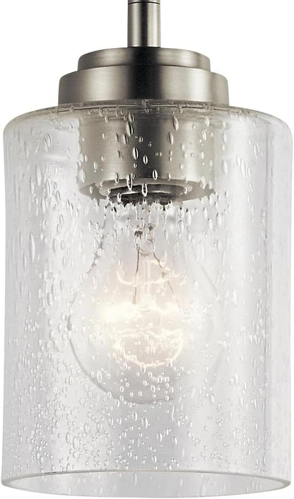 Kichler Winslow 7.5" Mini Kitchen Pendant with Clear Seeded Glass in Brushed Nickel, (7.5" H x 4.25" W), 44032NI