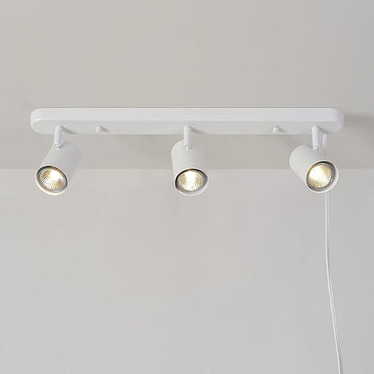 Globe Electric 60024 3-Light Plug-in Track Lighting, Adjustable Heads, Matte White Finish, 22-inch, 15-Foot Cord with in-Line Switch, Compatible with GU10 Base Bulbs (Sold Separately)