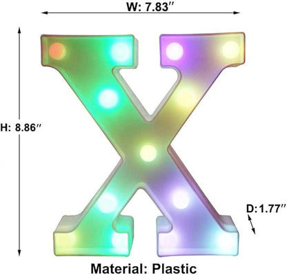 Pooqla Colorful LED Marquee Letter Lights with Remote – Light Up Marquee Signs – Party Bar Letters with Lights Decorations for The Home - Multicolor X