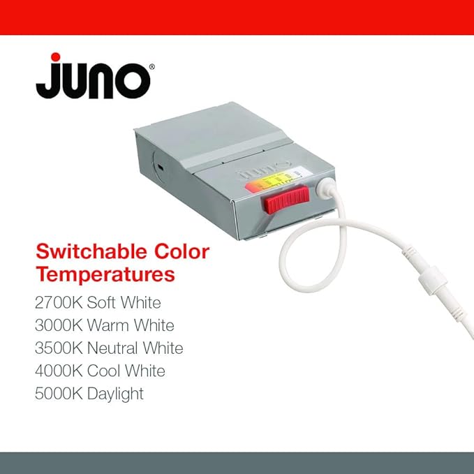 Juno Wafer Downlight LED Recessed Lighting, Switchable Color Temperature 2700K/3000K/3500K/4000K/5000K, 120 Volts, Triac Dimming, 6 Inch Ultra Thin Trim, Oil Rubbed Bronze
