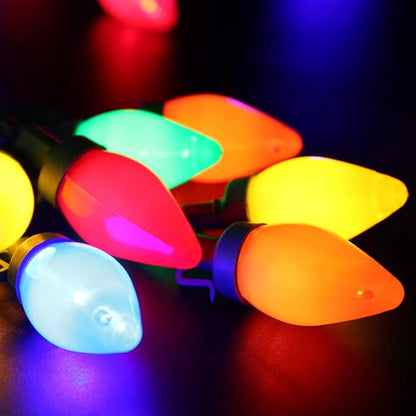 RECESKY C7 Bulbs Christmas String Lights with Remote - 50 LED 26ft Battery String Lights - Fairy Christmas Lighting for Outdoor Yard Wreath House Party Xmas Tree Christmas Decorations - Multi Color