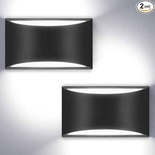 Black Modern LED Wall Sconce Hardwired Indoor Wall Lights Set of 2 Up and Down Wall Mount Light Cool White 6000K for Bedroom Living Room Bathroom Hallway Entryway Stairwell (with G9 Bulbs)
