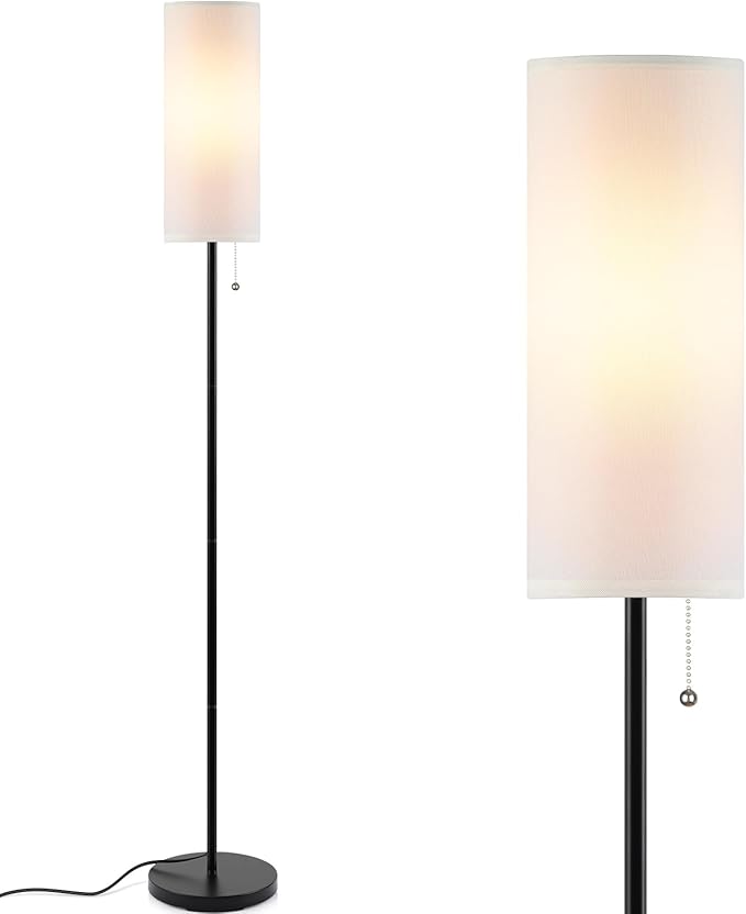 Coucrek Floor Lamp for Living Room, 3 Color Temperature Modern Standing Lamps, Minimalist Floor Lights for Bedroom, Office, Reading, White