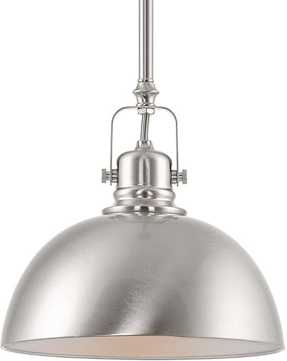 Kira Home Belle 9" Modern Industrial Pendant Light with Dome Shade, Petit Retro Metal Silver Hanging Light, Brushed Nickel Finish