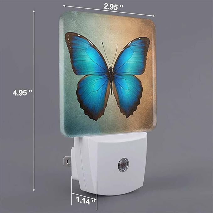 Butterfly Night Light Blue Butterfly 0.5W Night Lights Auto LED Lamp Energy Saving Square Lights for Room Bedroom Bathroom