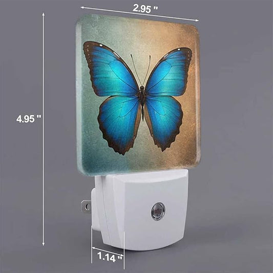 Butterfly Night Light Blue Butterfly 0.5W Night Lights Auto LED Lamp Energy Saving Square Lights for Room Bedroom Bathroom